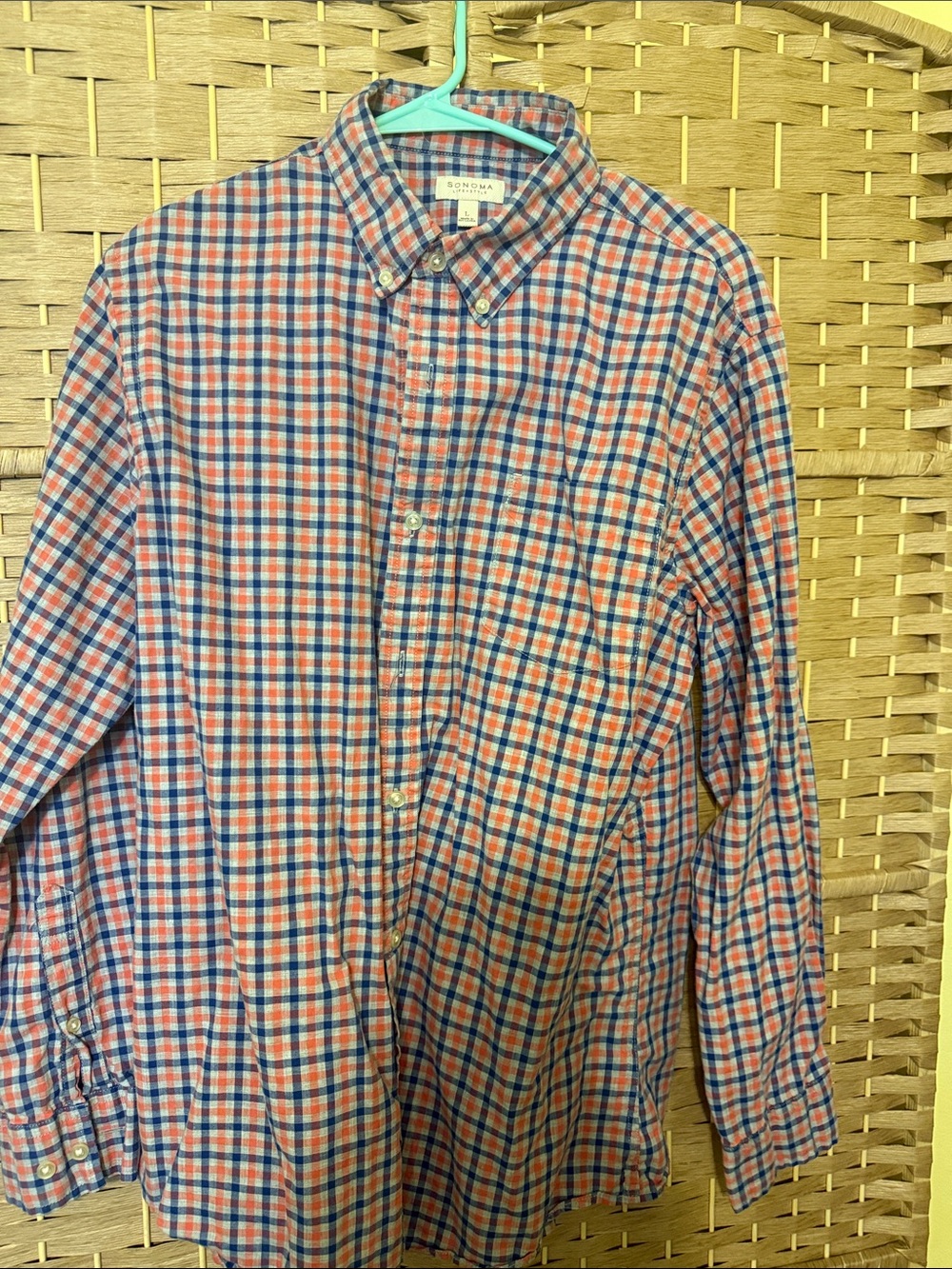 Sonoma Men's Red & Blue Plaid Button-Down Shirt